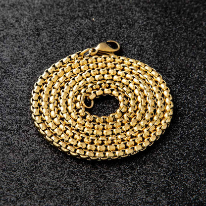 3mm Round Box Chain in Gold