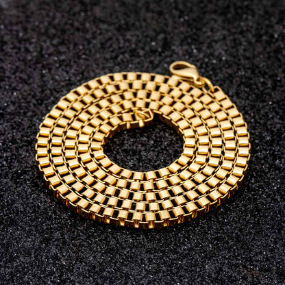 3mm Square Box Chain in Gold