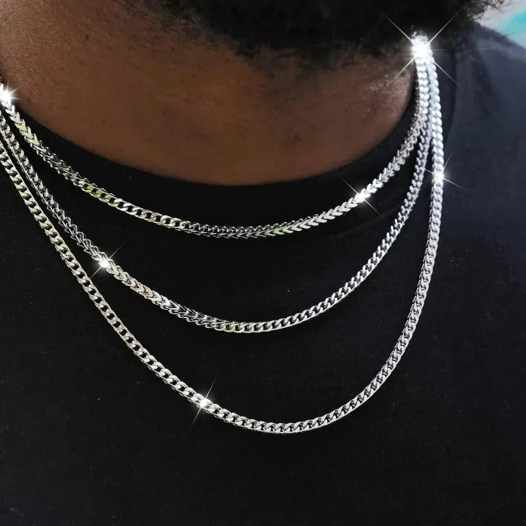 3mm Franco Link Chain White Gold