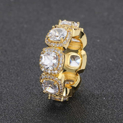 4-Prong Iced Sugar Cube Hip-Hop Ring