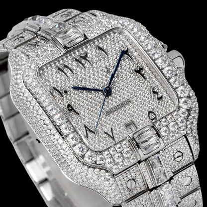 40mm Large Diamond VVS Moissanite Square Watch – Custom Edition