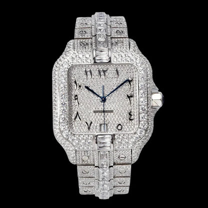 40mm Large Diamond VVS Moissanite Square Watch – Custom Edition