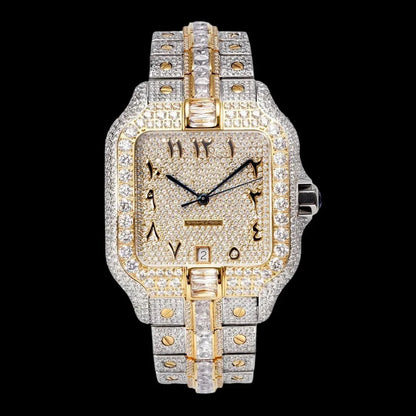 40mm Large VVS Moissanite Square Watch – Custom Gold Edition