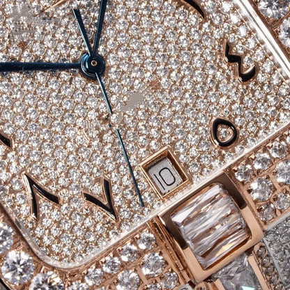 40mm Large VVS Moissanite Square Watch – Rose Gold Custom Edition