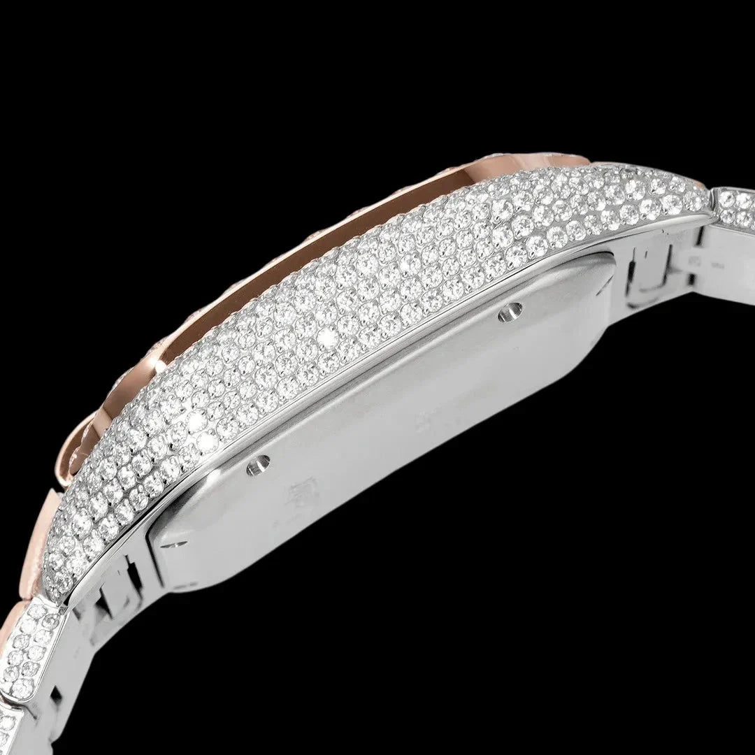 40mm Large VVS Moissanite Square Watch – Rose Gold Custom Edition