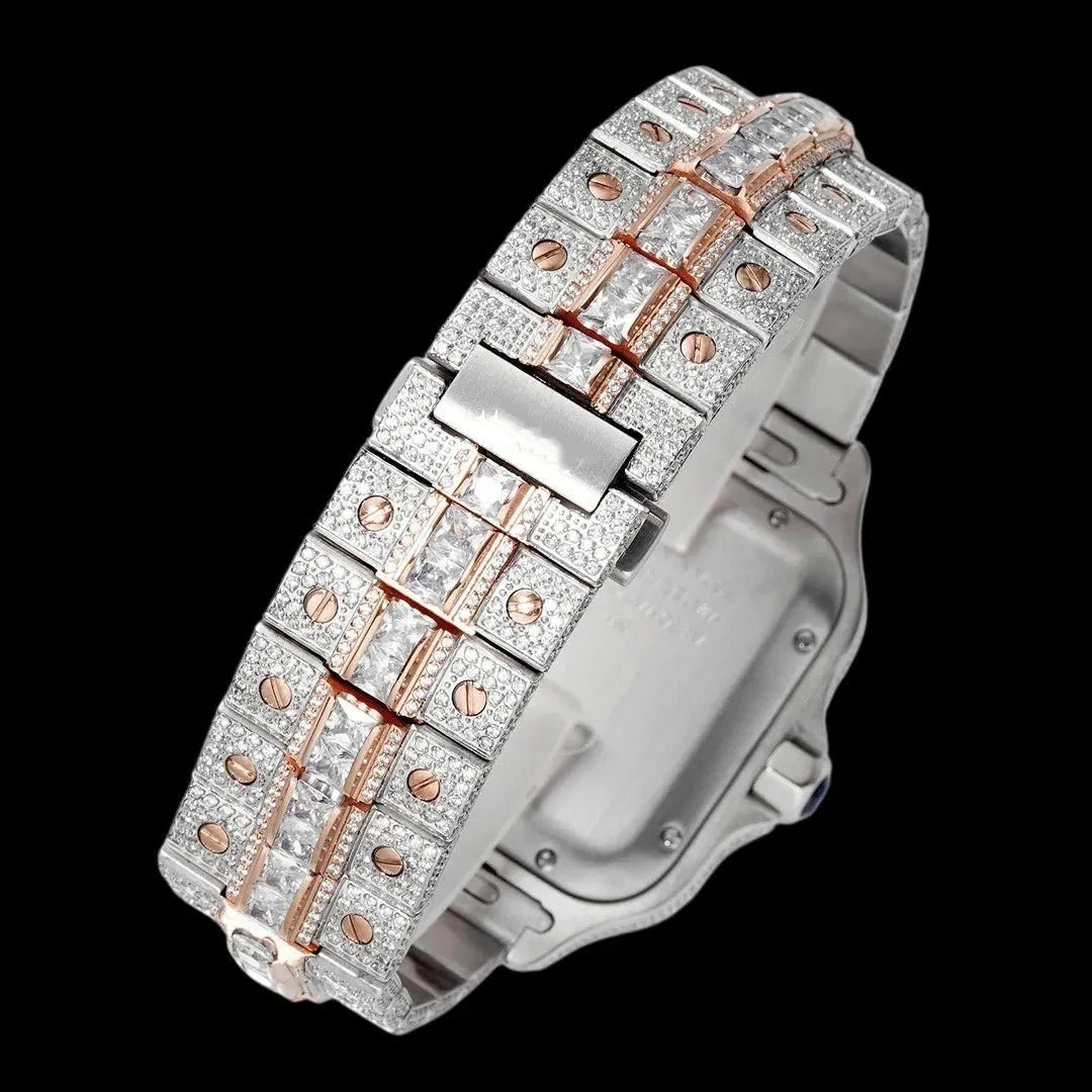 40mm Large VVS Moissanite Square Watch – Rose Gold Custom Edition