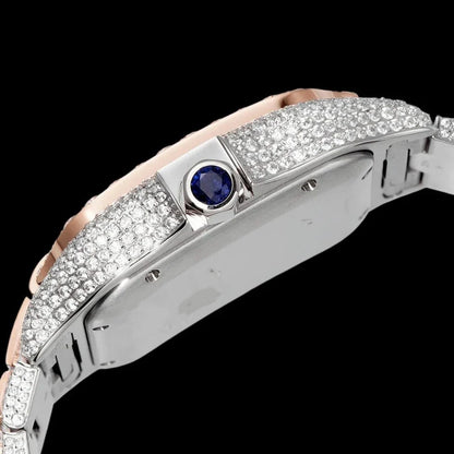 40mm Large VVS Moissanite Square Watch – Rose Gold Custom Edition