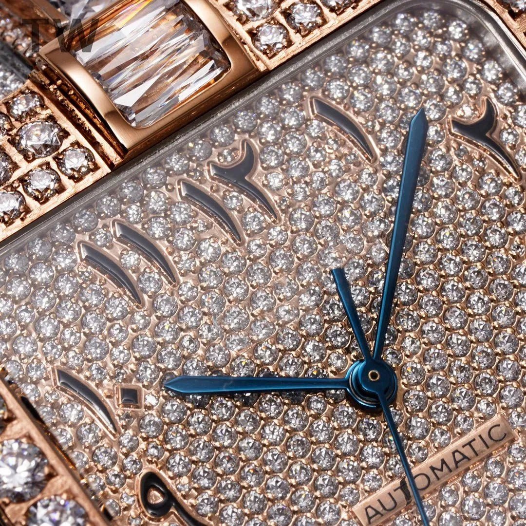 40mm Large VVS Moissanite Square Watch – Rose Gold Custom Edition