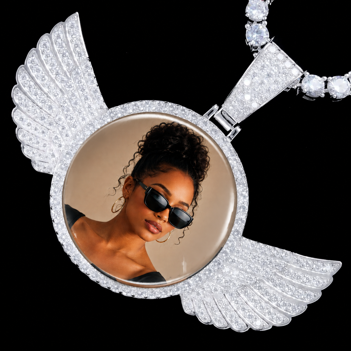 925S & VVS Moissanite 3D Wing Custom Picture Pendant
