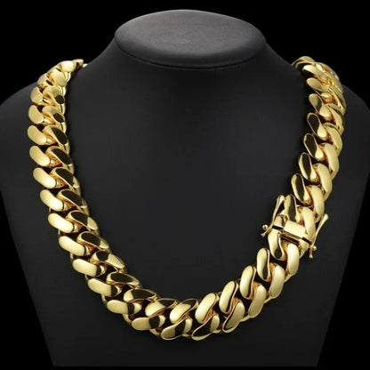 Solid Men's Cuban Necklace 18K Gold - 10MM/14MM/18MM/20MM