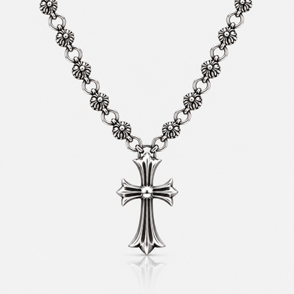 AURXYA Gothic Rosette Cross Necklace