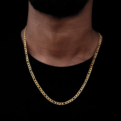 4mm Figaro Chain in Gold