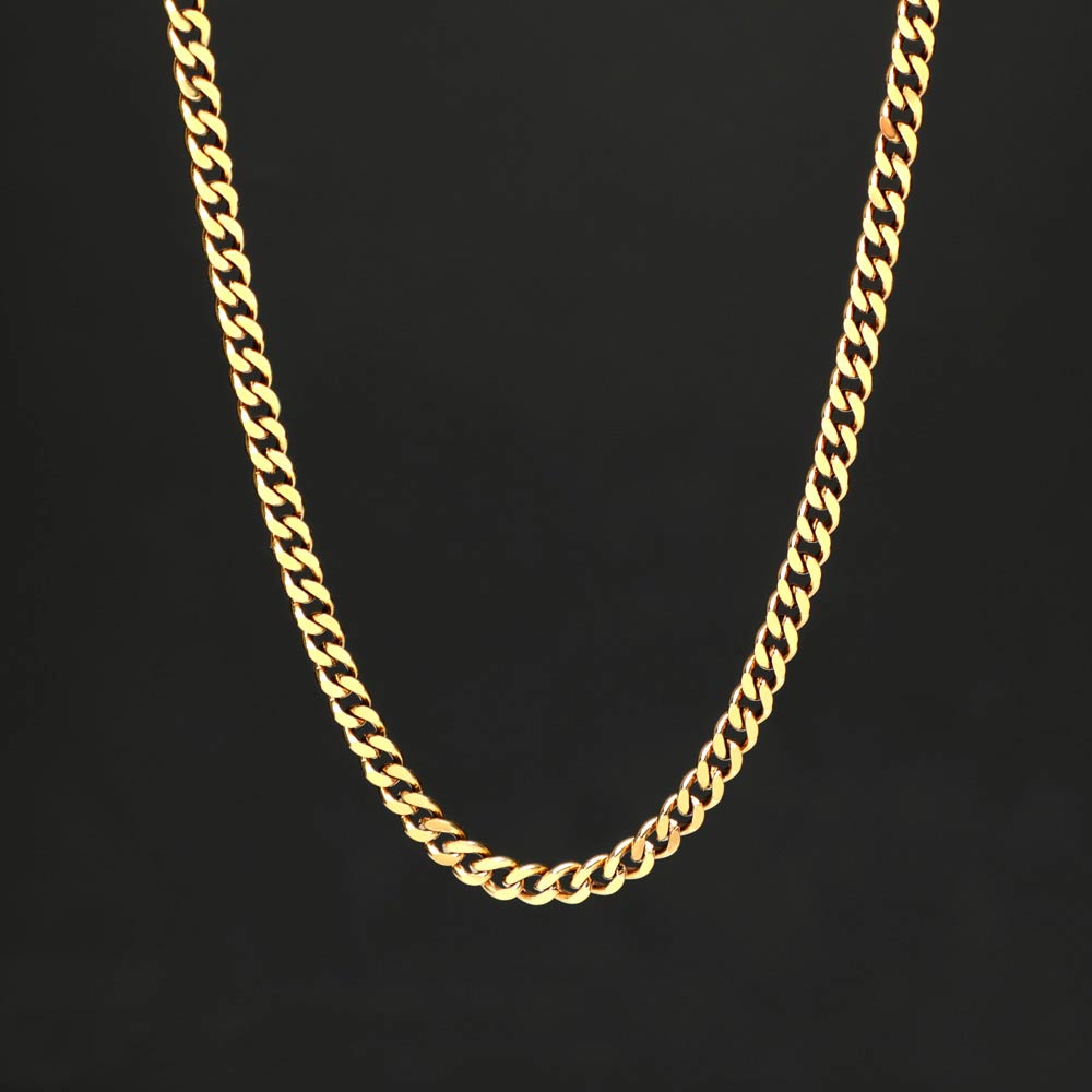 5mm Stainless Steel Cuban Chain in Gold