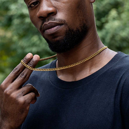 5mm Stainless Steel Cuban Chain in Gold