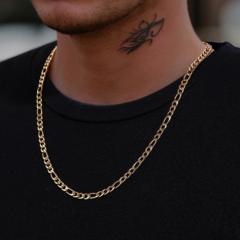 5mm Stainless Steel Figaro Chain in Gold