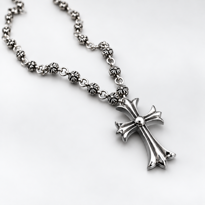 AURXYA Gothic Rosette Cross Necklace