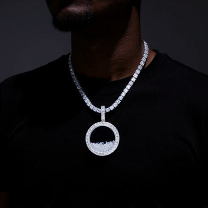 925S Round Ice Crystal Pendant - 35mm