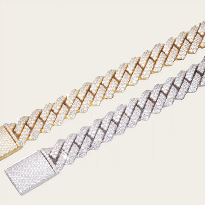 925S & VVS Moissanite 12MM Prong Cuban Bracelet