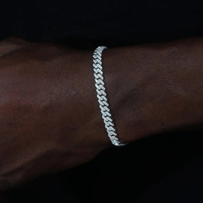 925S & VVS Moissanite Prong Cuban Bracelet - 6.5mm