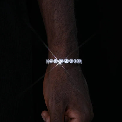 925S & VVS Moissanite Clustered Tennis Bracelet - 8MM