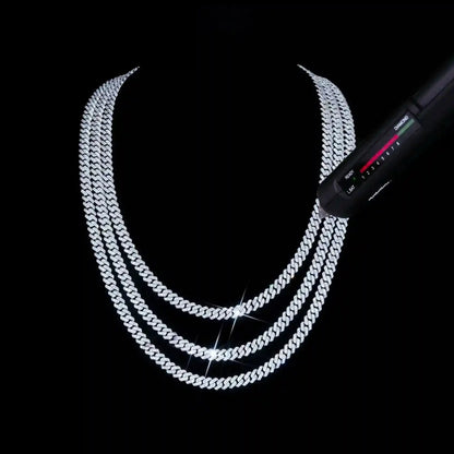 925S & VVS Moissanite 6.5MM Prong Cuban Link Chain