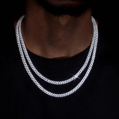 925S & VVS Moissanite 6.5MM Prong Cuban Link Chain