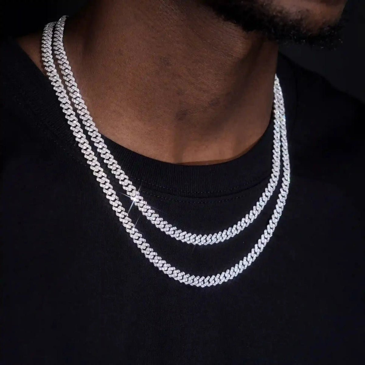 925S & VVS Moissanite 6.5MM Prong Cuban Link Chain