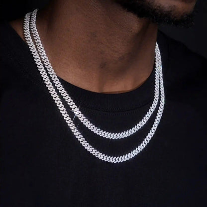 925S & VVS Moissanite 6.5MM Prong Cuban Link Chain