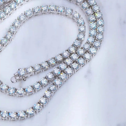 925S & VVS Moissanite Tennis Chain White Gold - 5MM