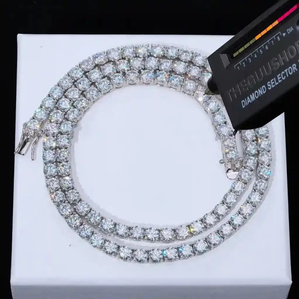 925S & VVS Moissanite Tennis Chain White Gold - 5MM