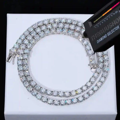 925S & VVS Moissanite Tennis Chain White Gold - 5MM