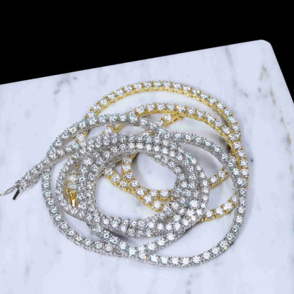 925S & VVS Moissanite Tennis Chain White Gold - 5MM