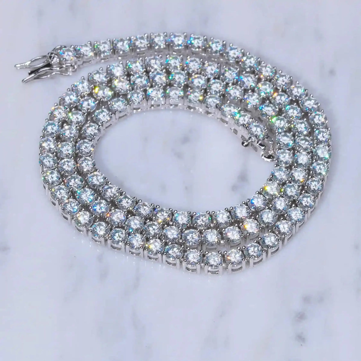 925S & VVS Moissanite Tennis Chain White Gold - 5MM