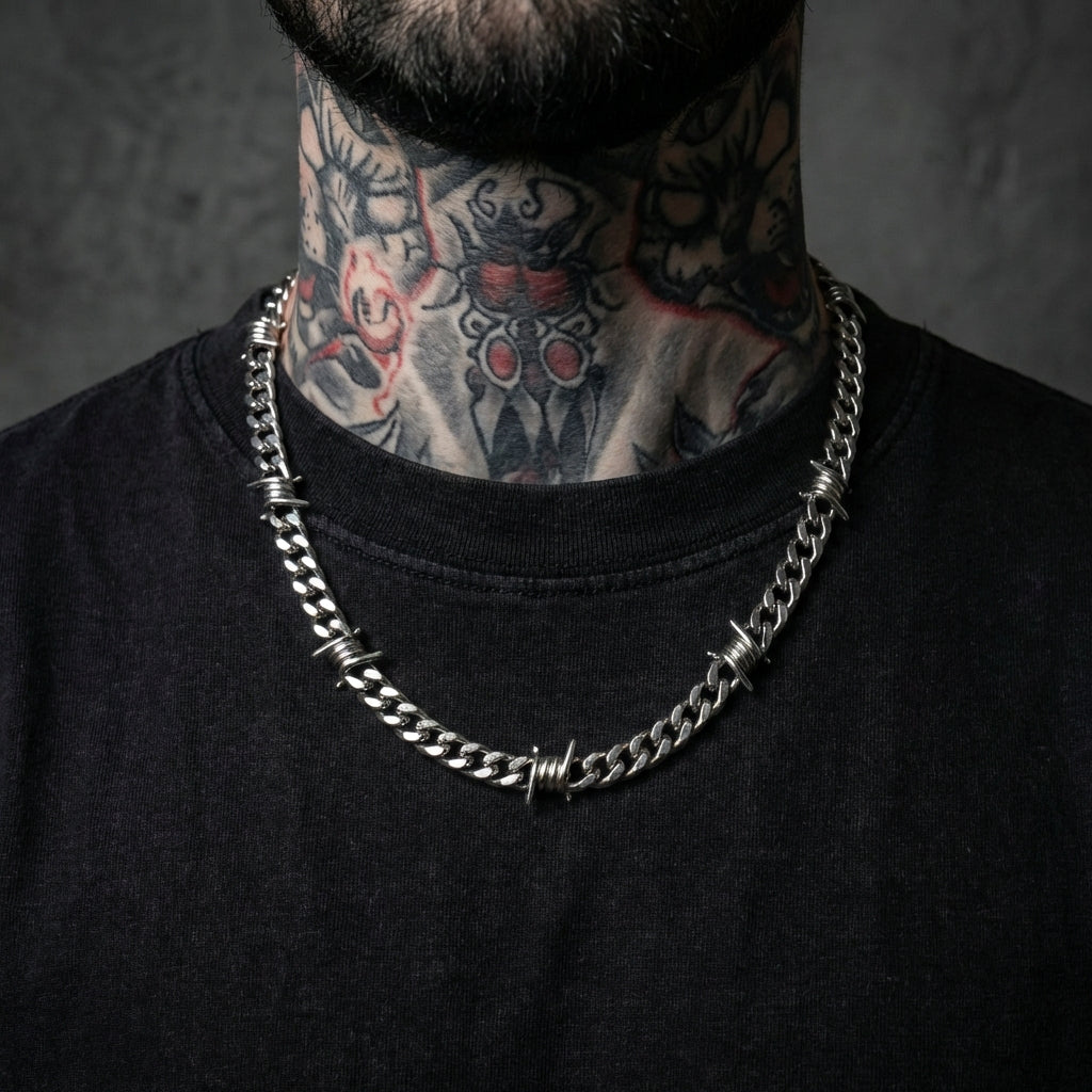 ARUXYA 9mm Barb Wire Cuban Chain