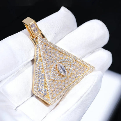 Baguette Pyramid Pendant In White Gold - 47MM