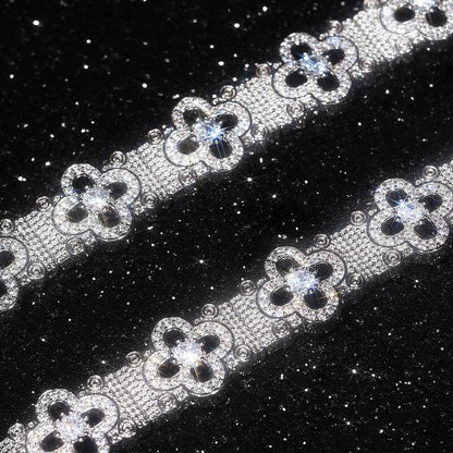 Baroque Diamond Quatrefoil Bracelet In White Gold