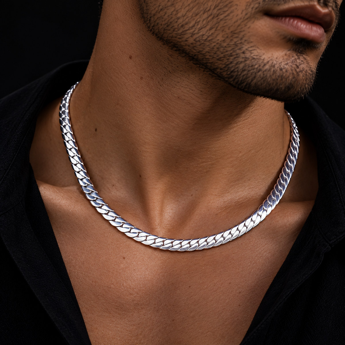 AURXYA Signature Cuban Chain – White Gold 8MM