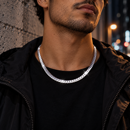 AURXYA Signature Cuban Chain – White Gold 8MM