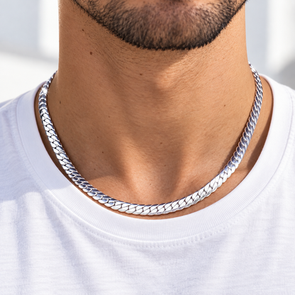 AURXYA Signature Cuban Chain – White Gold 8MM