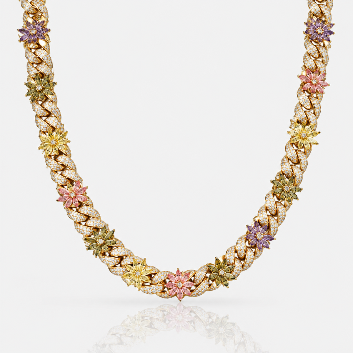 AURXYA Iced Flower Cuban Chain