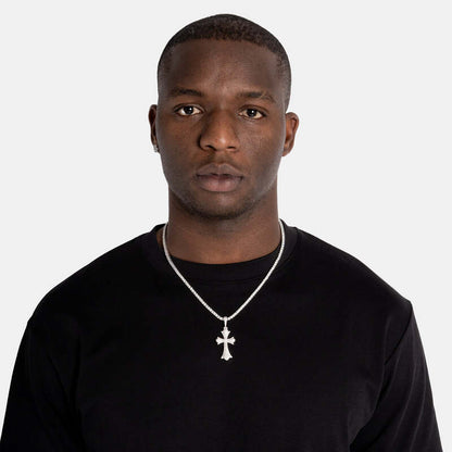 Chrome Cross Pendant in White Gold