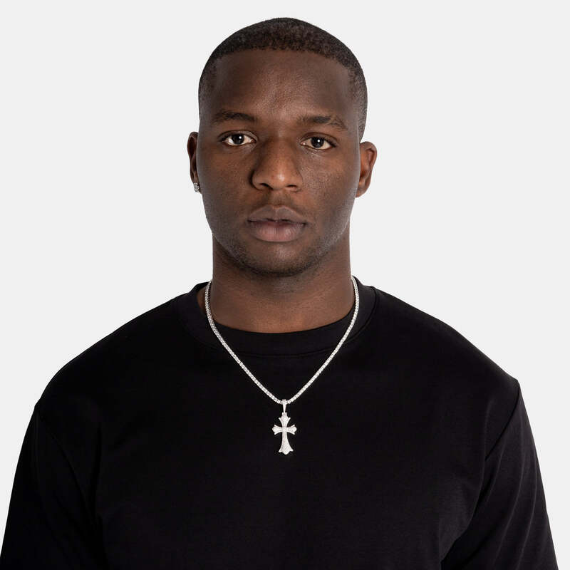 Chrome Cross Pendant in White Gold