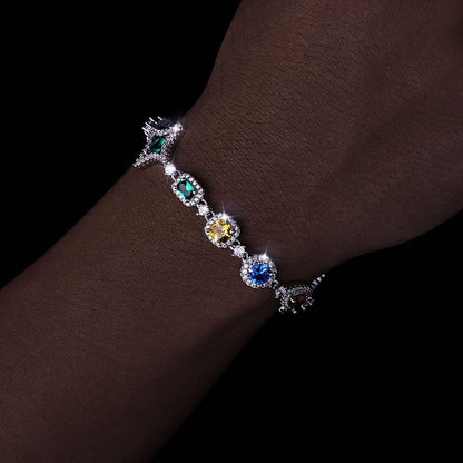 Colored Gemstone Chain Bracelet - 10mm