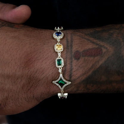 Colored Gemstone Chain Bracelet - 10mm