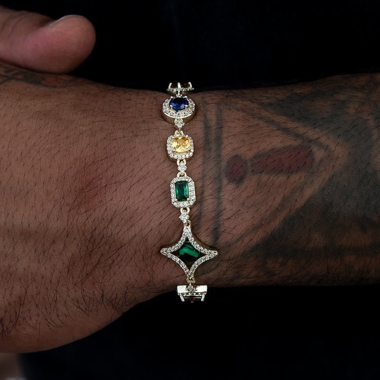 Colored Gemstone Chain Bracelet - 10mm