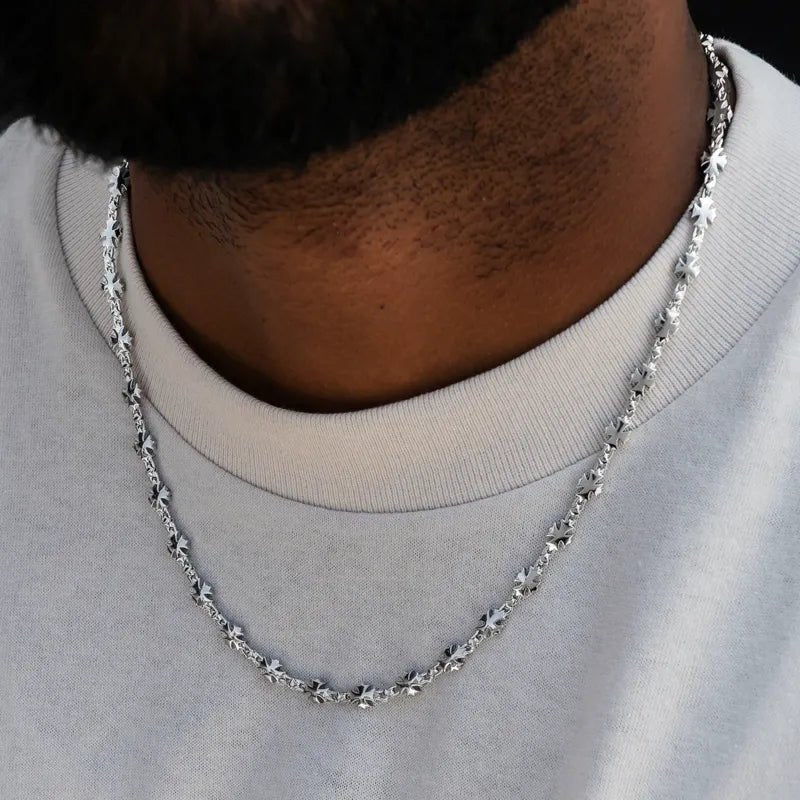 Cross Chain in White Gold- 5mm