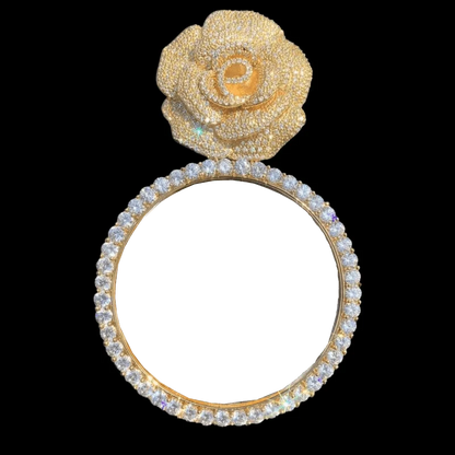 3D Rose Round Customized Photo Pendant - 70mm