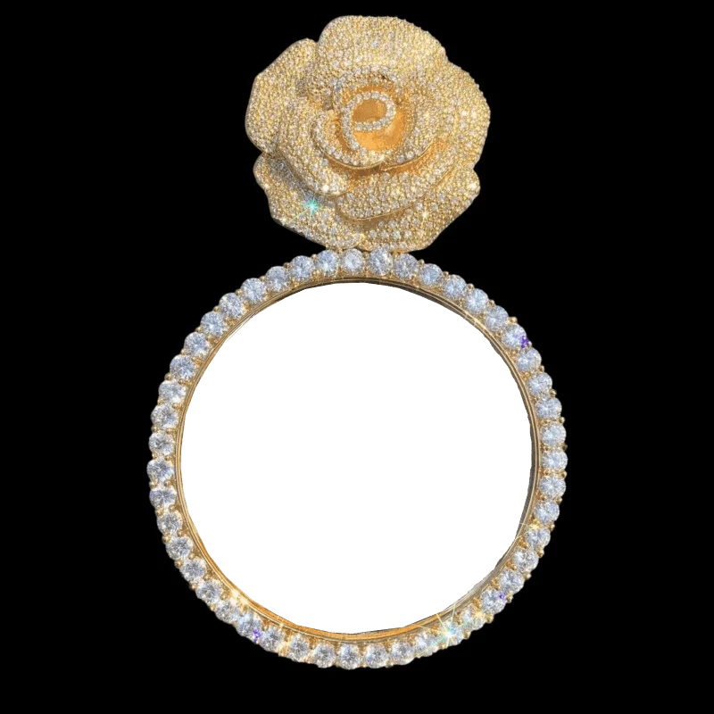 3D Rose Round Customized Photo Pendant - 70mm