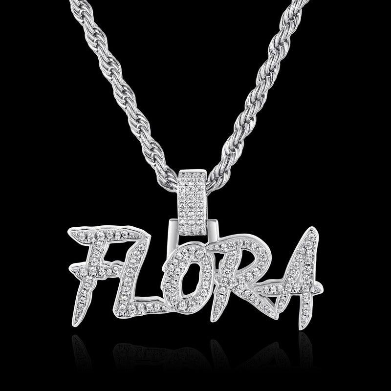 Custom CokeBoys Font Pendant in White Gold