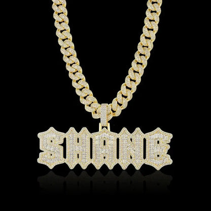Custom CutGothic Font Pendant in Yellow Gold